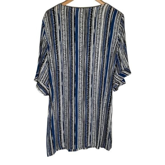 Ella Moss Women’s Small Blue White Striped Shift Dress Short Sleeve Casual - Picture 2 of 11